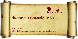 Macher Annamária névjegykártya